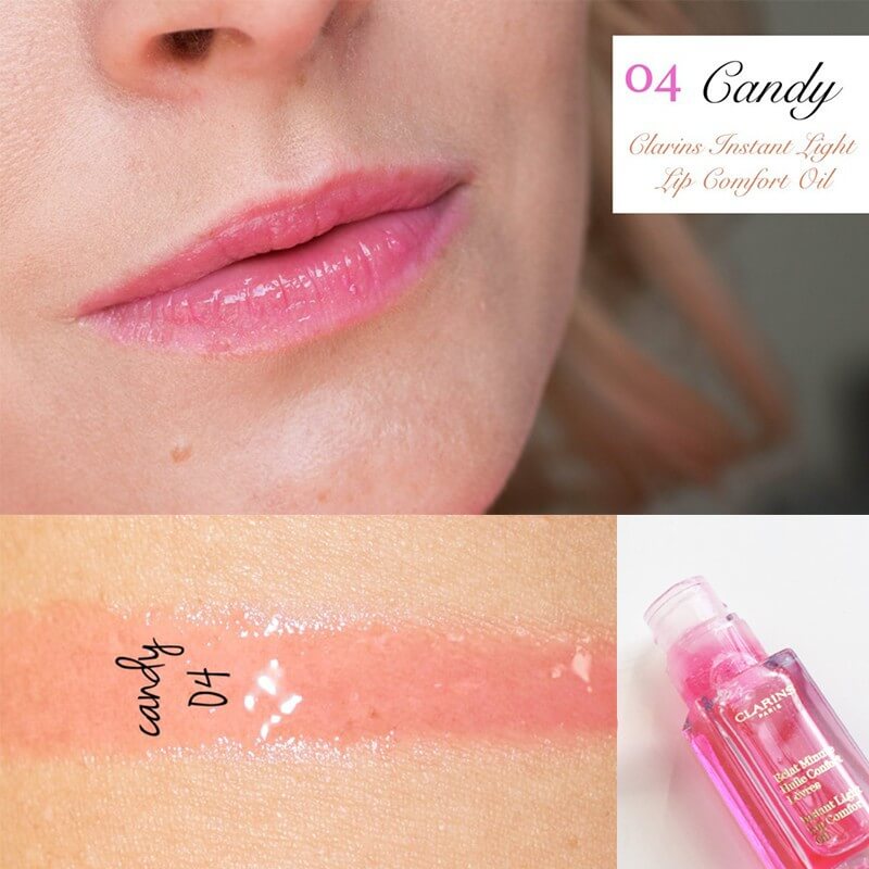 Clarins Lip Comfort Oil #04 Candy 2.8 ml.   ลิปแคร์ที่ช่วยเติมเต็มร่องลึกของริมฝีปาก ให้เรียวปากดูอิ่มเอิบเงางาม มาพร้อมสีชมพูเรื่อๆ ที่ให้ริมฝีปากสวยอมชมพูเป็นธรรมชาติ พร้อมมอบชุ่มชื้นยาวนานตลอดทั้งวัน