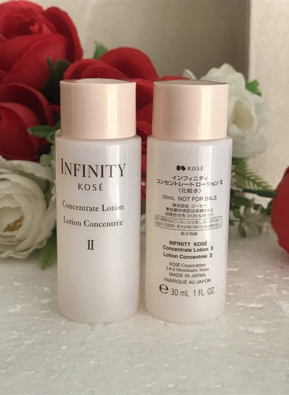 Kose Infinity Concentrate Lotion II  แก้ปัญหาผิว 5 ประการ  ปรับโทนสีผิวให้มีความกระจ่างใส (tone)  เพิ่มความยืดหยุ่นให้กับผิว ด้วยการเสริมสร้างคอลลาเจน (elasticity)  เปล่งประกาย (luster)  ปรับให้ผิวเนียนนุ่มน่าสัมผัส (quality)  ความหย่อนคล้อย (shape)