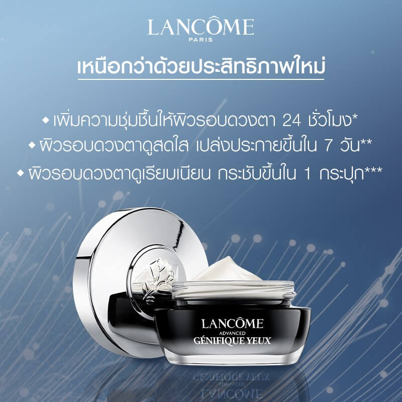 Lancome Advanced Genifique Yeux Youth Activating & Light Infusing Eye Cream ปรับปรุงสูตรครีมลดริ้วรอยใต้ตา ให้ผิวรอบดวงตาดูเรียบเนียนและอ่อนเยาว์